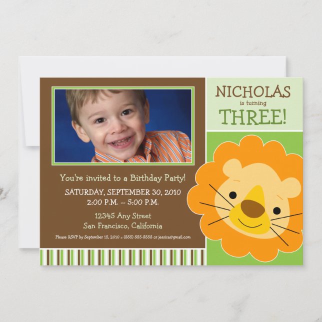 Invitación a la fiesta de cumpleaños de los niños  (Anverso)