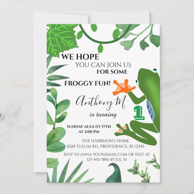 Invitación a la fiesta de cumpleaños de los niños  (Anverso)