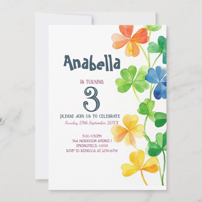 Invitación a la fiesta de cumpleaños de los niños  (Anverso)