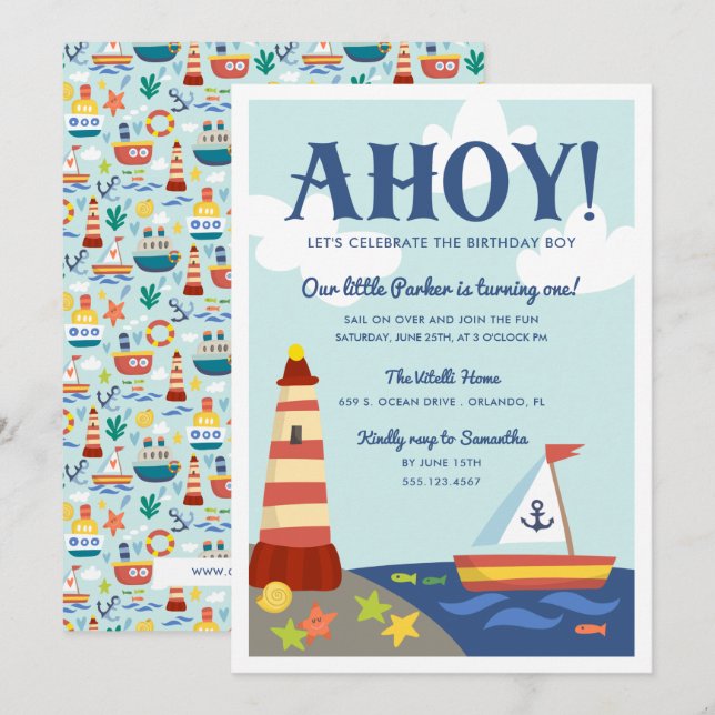 Invitación a la fiesta de cumpleaños de los niños  (Anverso / Reverso)