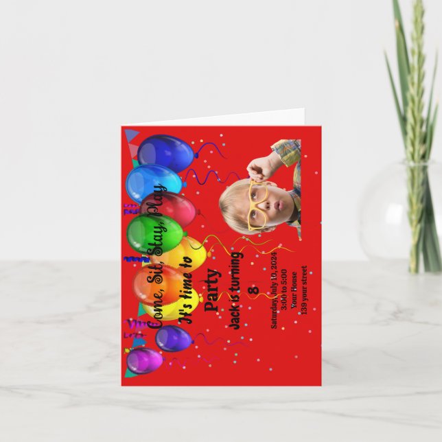 Invitación a la fiesta de cumpleaños de los niños (Anverso)