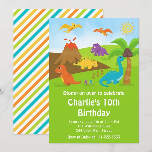 Invitación a la fiesta de cumpleaños de los niños  (Anverso / Reverso)