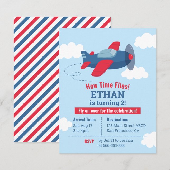 Invitación a la fiesta de cumpleaños de los niños  (Anverso / Reverso)