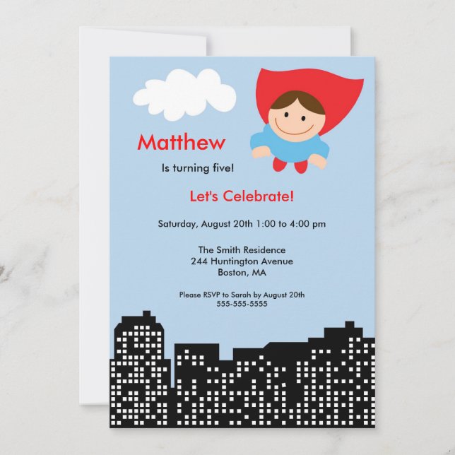 Invitación a la fiesta de cumpleaños de los niños  (Anverso)