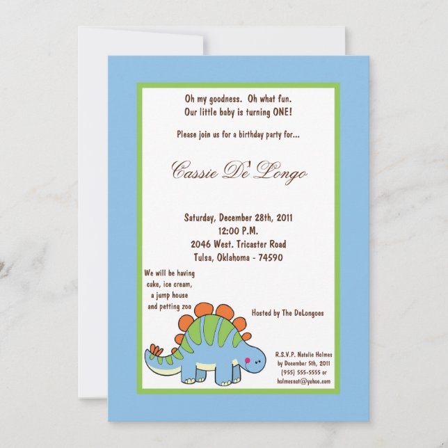 Invitación a la fiesta de cumpleaños de los pájaro (Anverso)
