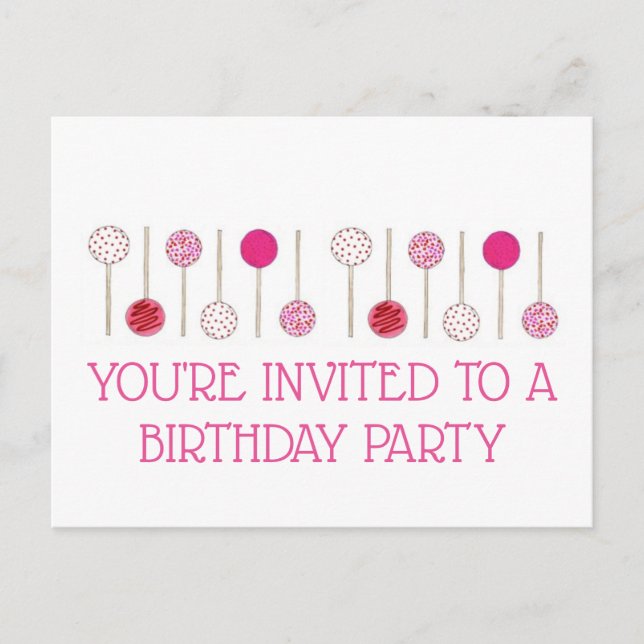 Invitación a la fiesta de cumpleaños de los pastel (Anverso)