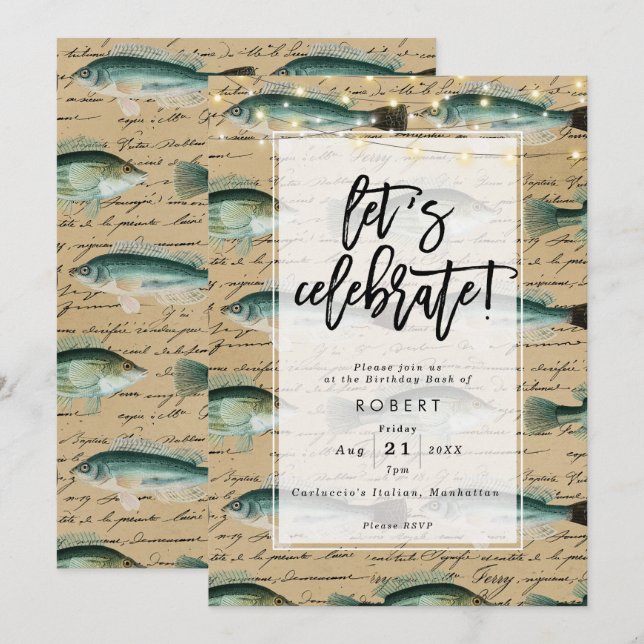 invitación a la fiesta de cumpleaños de los peces  (Anverso / Reverso)