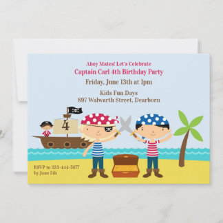 Invitación a la fiesta de cumpleaños de los pirata