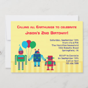 Invitación a la fiesta de cumpleaños de los robots