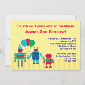 Invitación a la fiesta de cumpleaños de los robots