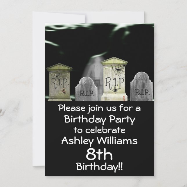 Invitación a la fiesta de cumpleaños de los zombie (Anverso)