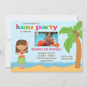 Invitación a la fiesta de cumpleaños de Luau