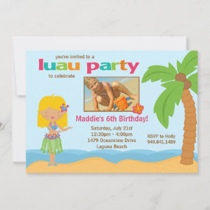 Invitación a la fiesta de cumpleaños de Luau