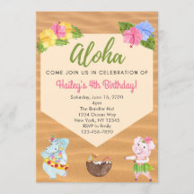 Invitación a la fiesta de cumpleaños de Luau