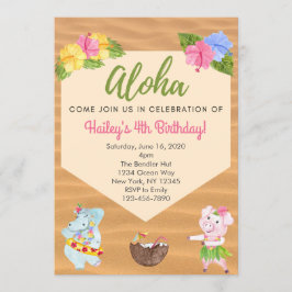 Invitación a la fiesta de cumpleaños de Luau