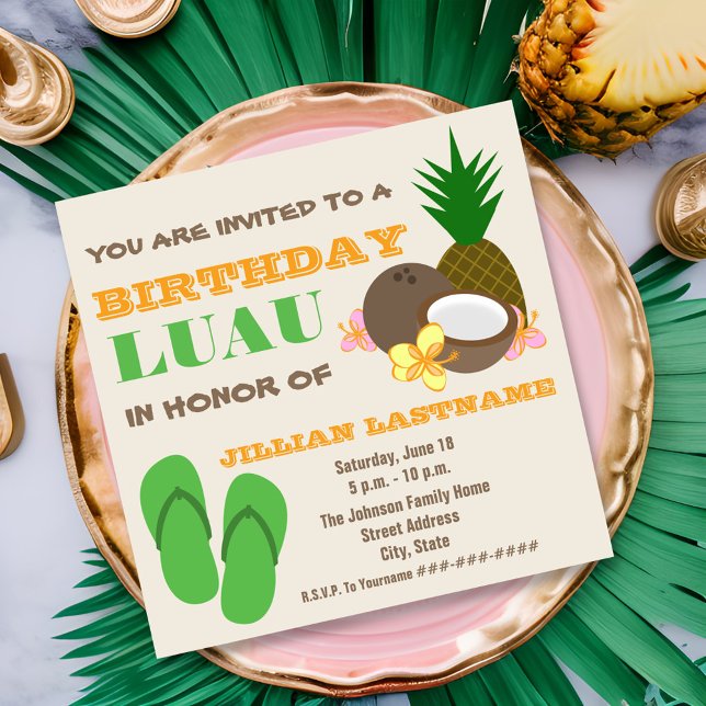 Invitación a la fiesta de cumpleaños de Luau (Subido por el creador)
