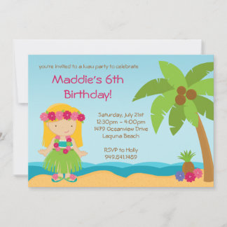 Invitación a la fiesta de cumpleaños de Luau
