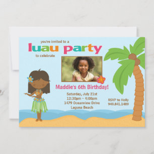 Invitación a la fiesta de cumpleaños de Luau