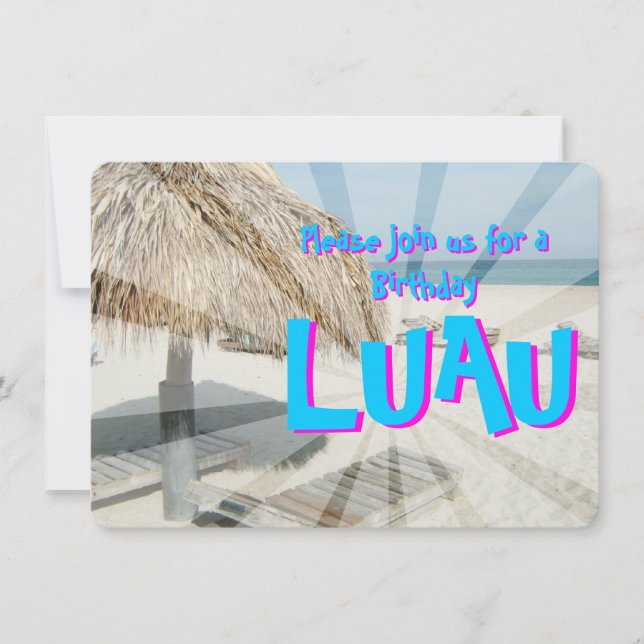 Invitación a la fiesta de cumpleaños de Luau, Beac (Anverso)
