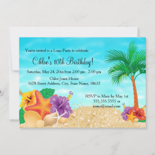 Invitación a la fiesta de cumpleaños de Luau de la
