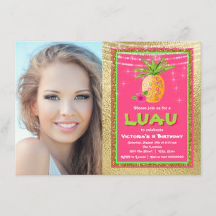 Invitación a la fiesta de cumpleaños de Luau, regi