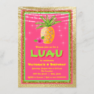 Invitación a la fiesta de cumpleaños de Luau tropi