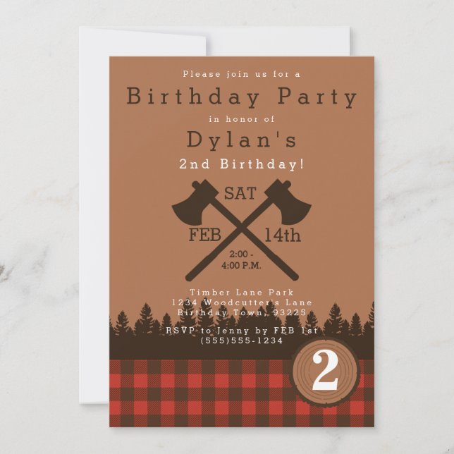 Invitación a la fiesta de cumpleaños de Lumberjack (Anverso)