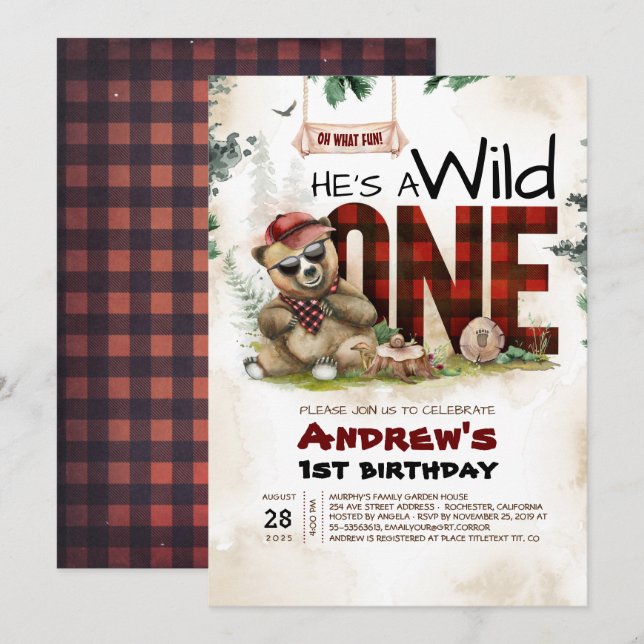 Invitación a la fiesta de cumpleaños de Lumberjack (Anverso / Reverso)