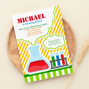 Invitación a la fiesta de cumpleaños de Mad Scienc