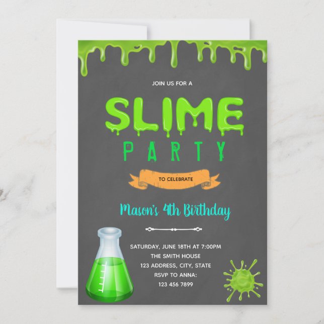 Invitación a la fiesta de cumpleaños de Mad Scienc (Anverso)