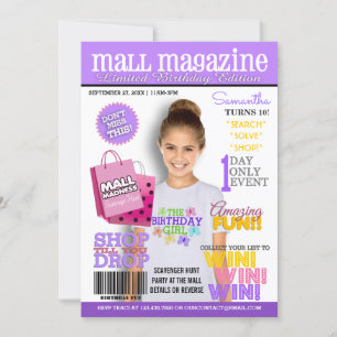 Invitación a la fiesta de cumpleaños de Mall Scave