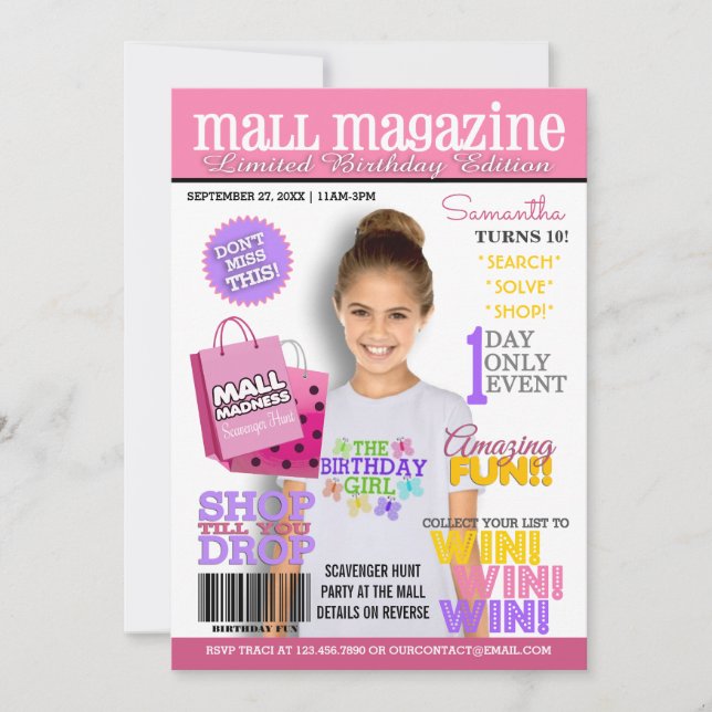 Invitación a la fiesta de cumpleaños de Mall Scave (Anverso)