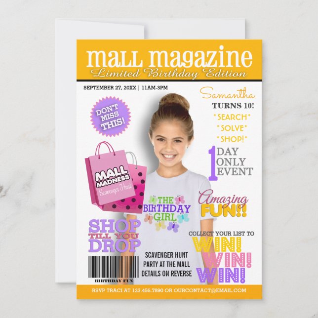 Invitación a la fiesta de cumpleaños de Mall Scave (Anverso)
