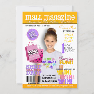 Invitación a la fiesta de cumpleaños de Mall Scave