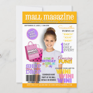 Invitación a la fiesta de cumpleaños de Mall Scave