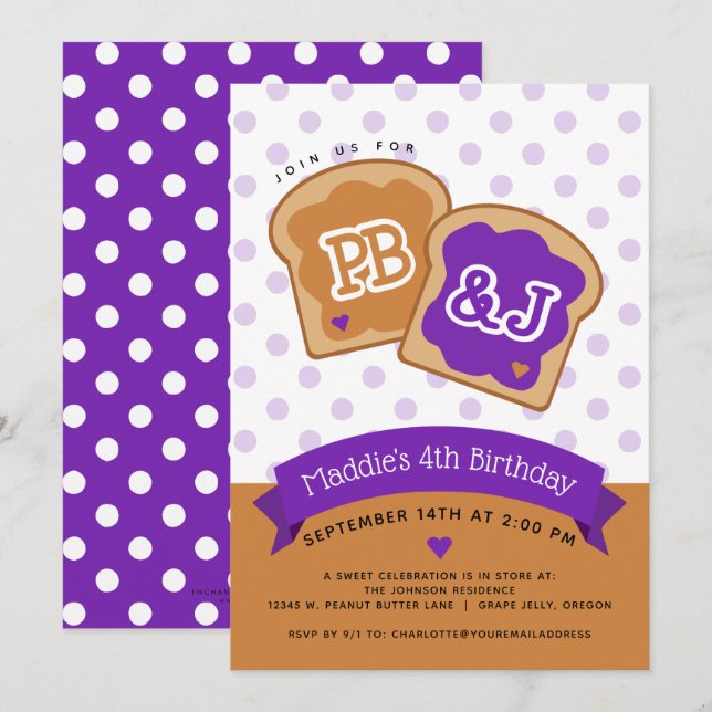 Invitación a la fiesta de cumpleaños de maní y man (Anverso / Reverso)