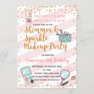 Invitación a la fiesta de cumpleaños de maquillaje
