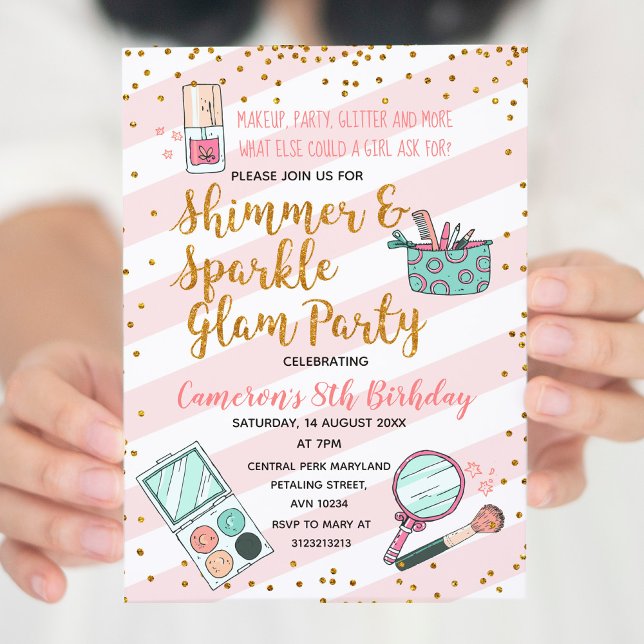 Invitación a la fiesta de cumpleaños de maquillaje (Subido por el creador)