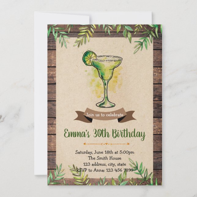 invitación a la fiesta de cumpleaños de Margarita (Anverso)