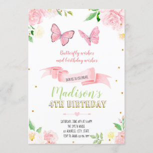 Invitación a la fiesta de cumpleaños de Mariposa