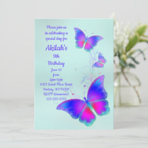 Invitación a la fiesta de cumpleaños de mariposa