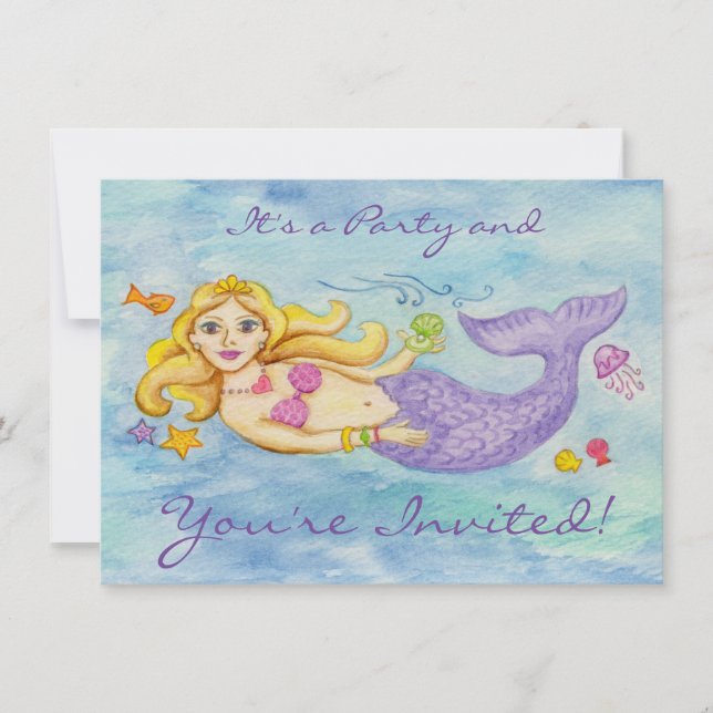 Invitación a la fiesta de cumpleaños de Mermaid (Anverso)