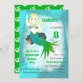 Invitación a la fiesta de cumpleaños de Mermaid Cu