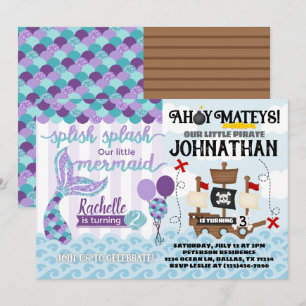 Invitación a la fiesta de cumpleaños de Mermaid Pi