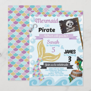 Invitación a la fiesta de cumpleaños de Mermaid Pi