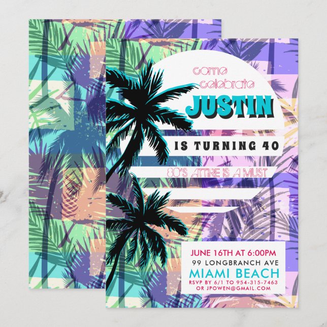 Invitación a la fiesta de cumpleaños de Miami de l (Anverso / Reverso)