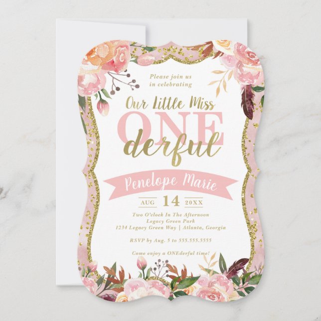 Invitación a la fiesta de cumpleaños de Miss ONE (Anverso)