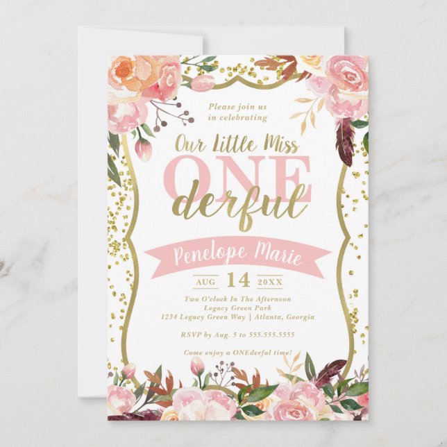 Invitación a la fiesta de cumpleaños de Miss ONE (Anverso)