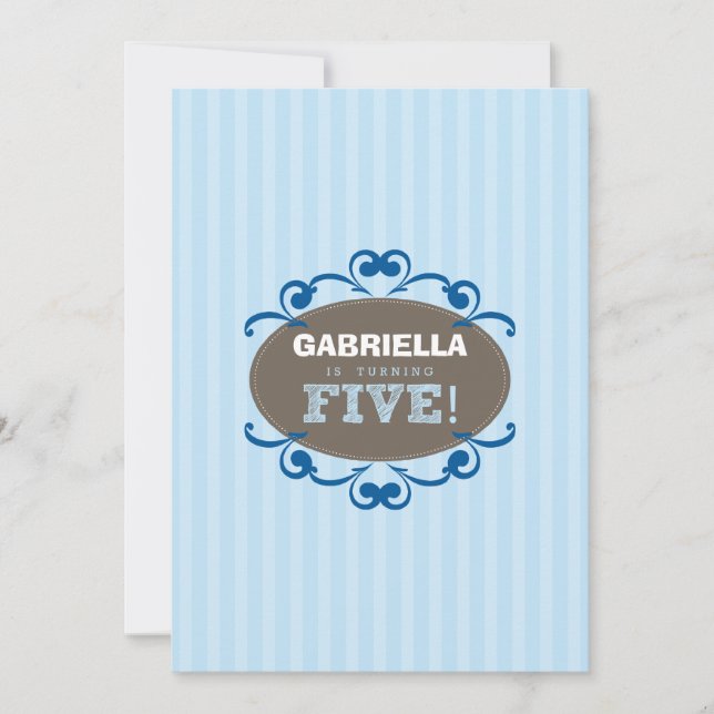Invitación a la fiesta de cumpleaños de Moda (azul (Anverso)