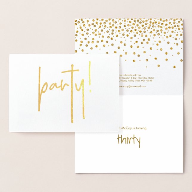 Invitación a la fiesta de cumpleaños de moda Gold (Demostración)